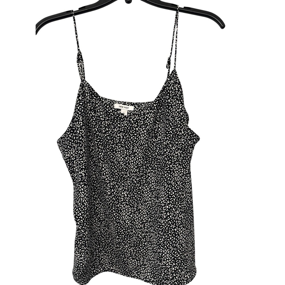 Nine West Sexy Black White Print Women’s Tank Top Camisole  Adj. Straps Sz XL